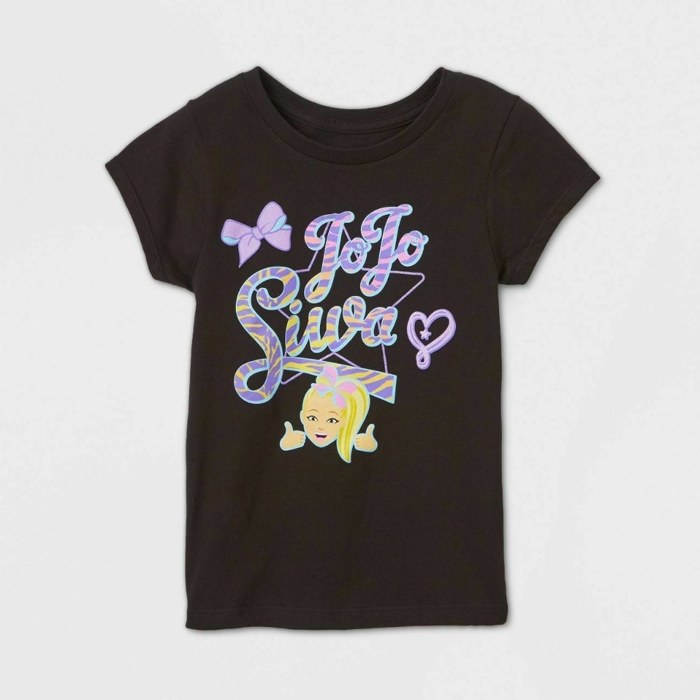 Girls JoJo Siwa Black Short Sleeve T-shirt XS 4/5 NWT